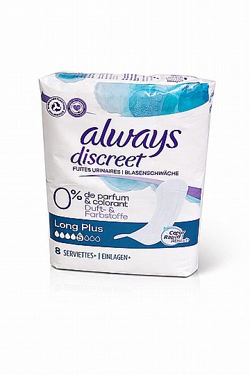  Always Discreet 5 Long Plus 8 SERVIETTES