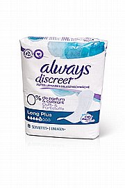 Always Discreet 5 Long Plus 8 SERVIETTES Always Discreet 5 Long Plus 8 SERVIETTES