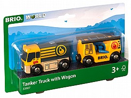 בריו BRIO משאית מיכלית צהובה עם עגלה בריו BRIO משאית מיכלית צהובה עם עגלה