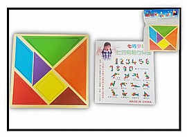 טנגרם עץ פזל בשקית 10.5X10.5 ס"מ טנגרם עץ פזל בשקית 10.5X10.5 ס"מ
