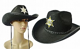 כובע קאובוי לבד ילדים שחור + סמל כובע קאובוי לבד ילדים שחור + סמל