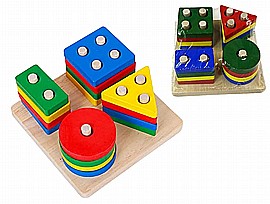 פזל עץ צורות הנדסיות פינים 1/4 16 חלקים פזל עץ צורות הנדסיות פינים 1/4 16 חלקים