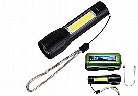 פנס לד נטען מתכת שחור שני מצבים 9X2.5 ס"מ פנס לד נטען מתכת שחור שני מצבים 9X2.5 ס"מ