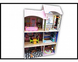 בית בובות עץ 6 חדרים מרוהט 100X60 ס"מ - מתאים לבובות ברבי! בית בובות עץ 6 חדרים מרוהט 100X60 ס"מ - מתאים לבובות ברבי!