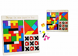 טנגרם עץ 11X11 ס"מ קופסא מתכת טנגרם עץ 11X11 ס"מ קופסא מתכת