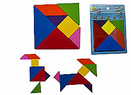 טנגרם עץ לוקס בלוח 12X12 ס"מ עבה בשרינק טנגרם עץ לוקס בלוח 12X12 ס"מ עבה בשרינק