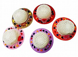 כובע ליידי קש סרט משי 6 דגם מעורב 27 ס"מ כובע ליידי קש סרט משי 6 דגם מעורב 27 ס"מ