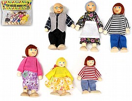 בובות משפחה עץ 6 דמויות בובות משפחה עץ 6 דמויות