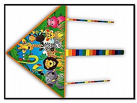 עפיפון חיות הג'ונגל 130X65 ס"מ זנב 120 ס"מ עפיפון חיות הג'ונגל 130X65 ס"מ זנב 120 ס"מ