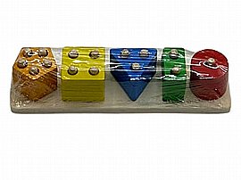 חשבוניה עץ צורות הנדסיות 1-5 23.5X5.5 ס"מ חשבוניה עץ צורות הנדסיות 1-5 23.5X5.5 ס"מ