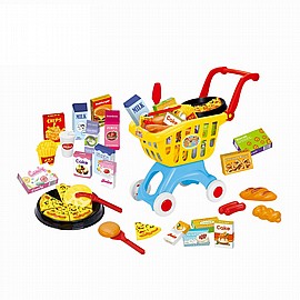 עגלה סופר+פיצה ענק לחיתוך + כלי אוכל עגלה סופר+פיצה ענק לחיתוך + כלי אוכל