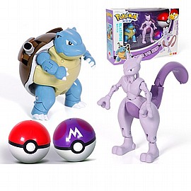 זוג פוקימון MEWTWO PSYCHIC ו BLASTOISE WATER גדולים זוג פוקימון MEWTWO PSYCHIC ו BLASTOISE WATER גדולים