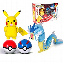 זוג פוקימון GYARADOS WATER ו PIKACHU ELECTRIC גדולים זוג פוקימון GYARADOS WATER ו PIKACHU ELECTRIC גדולים