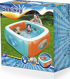 בריכה מרובעת מתנפחת עם חלונות 168X168X56 ס"מ BESTWAY בריכה מרובעת מתנפחת עם חלונות 168X168X56 ס"מ BESTWAY