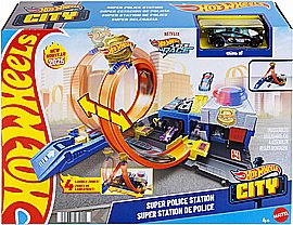 סט מסלול רכב צעצוע של Hot Wheels ערכת משחק תחנת סופר משטרה עם רכב סט מסלול רכב צעצוע של Hot Wheels ערכת משחק תחנת סופר משטרה עם רכב