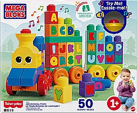 ערכת צעצועי אבני בניין לפעוטות MEGA BLOKS First Builders, רכבת מוזיקלית ABC עם 50 חלקים, מוזיקה וצלילים, לגילאי שנה ומעלה ערכת צעצועי אבני בניין לפעוטות MEGA BLOKS First Builders, רכבת מוזיקלית ABC עם 50 חלקים, מוזיקה וצלילים, לגילאי שנה ומעלה