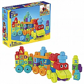 מגה בלוקס רכבת אותיות 60 חלקים מגה בלוקס רכבת אותיות 60 חלקים