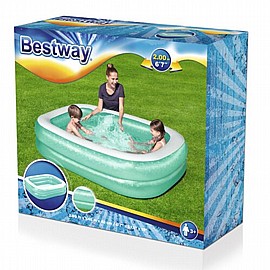 54005 bestway בריכה מלבנית מתנפחת תכלת שפה לבנה 201X150X51 ס"מ 54005 bestway בריכה מלבנית מתנפחת תכלת שפה לבנה 201X150X51 ס"מ