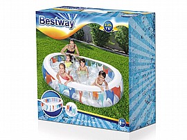 Bestway בריכה מתנפחת אליפטית שפה לבנה 229X152X51 ס"מ Bestway בריכה מתנפחת אליפטית שפה לבנה 229X152X51 ס"מ