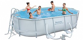 בסט וואי BESTWAY בריכה צינורות אובלית 488X305X107 ס"מ כולל משאבה, כיסויים וסולם בסט וואי BESTWAY בריכה צינורות אובלית 488X305X107 ס"מ כולל משאבה, כיסויים וסולם