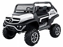 ג'יפ שטח מרצדס 24V UNIMOG - צבע לבן ג'יפ שטח מרצדס 24V UNIMOG - צבע לבן