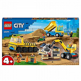 לגו סיטי - משאיות בניה ומנוף כדור הריסה 60391 לגו סיטי - משאיות בניה ומנוף כדור הריסה 60391