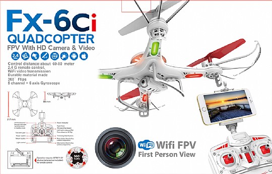 רחפן עם מצלמה WIFI 2.4GH דגם FX-6-CI
