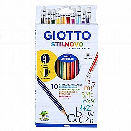 10 עפרונות צבעונים עם מחק ומחדד גיאוטו GIOTTO 10 עפרונות צבעונים עם מחק ומחדד גיאוטו GIOTTO