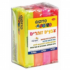 פלסטלינה 250 גרם 4 גווני ניאון GIOTTO פלסטלינה 250 גרם 4 גווני ניאון GIOTTO