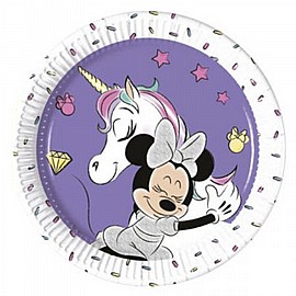 8 צלחות נייר 20 ס"מ - מטאלי מיני חד קרן 8 צלחות נייר 20 ס"מ - מטאלי מיני חד קרן