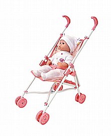 עגלת בובה ורודה (טיולון) DOLLS WORLD עגלת בובה ורודה (טיולון) DOLLS WORLD