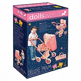 עגלת בובה 4 גלגלים מפוארת DOLLS WORLD עגלת בובה 4 גלגלים מפוארת DOLLS WORLD